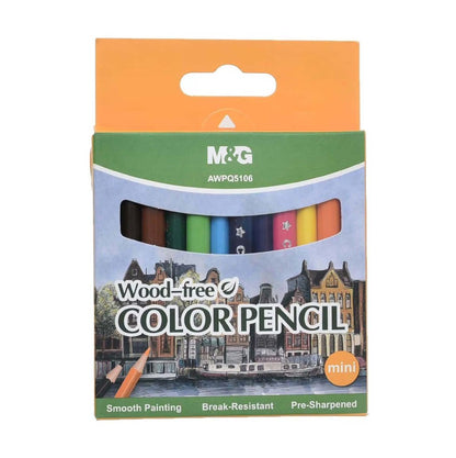 M&G Chenguang Wood-Free Mini Color Pencils Set –  Pre-Sharpened, Break-Resistant Colored Pencils - 1pcs - No: AWPQ5106