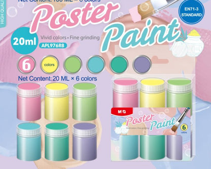 M&G Chenguang Poster Paint Set 6 Colors × 20ml – APL976R8 – Vibrant Water-Based Paint for Arts & Crafts - 1pcs - No: APL976R8