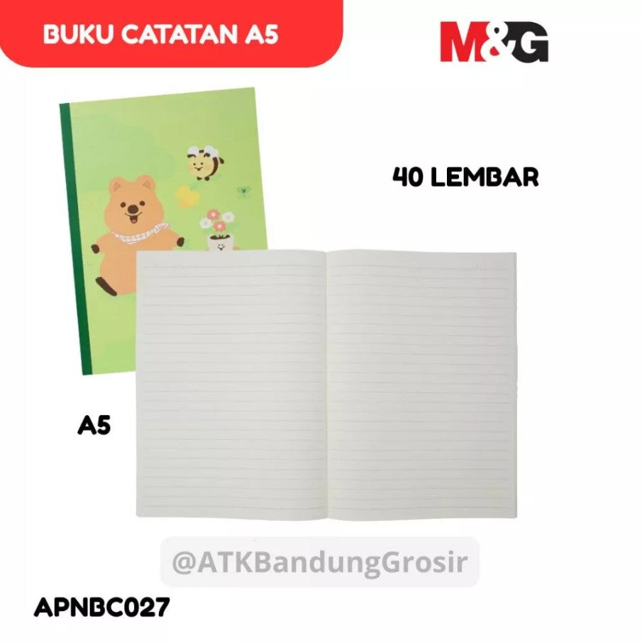 M&G Chenguang Kiki Quokka A5 Ruled Notebook, 40 Sheets – Cute Bear Design, Glue Bound – No: APNBC027