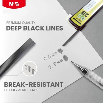M&G Chenguang 0.5mm 2B Mechanical Pencil Lead Refills, 12 leads , 60mm – ASL60076