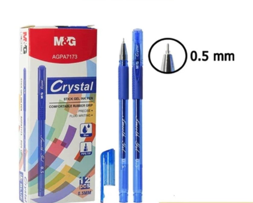 M&G Chenguang Crystal Smooth Gel Pen 0.5 mm – Fine Needle Tip Gel Ink Pen – Blue, Black or Red - 1pcs - No: AGPA7173