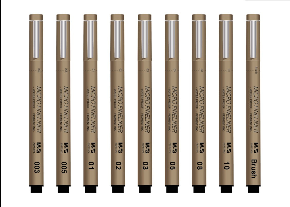 M&G Chenguang Micro Fineliner Pen, 5mm Fine Tip for Precise Drawing and Detailed Sketches, Black - 0.23mm - No: ASPT7973