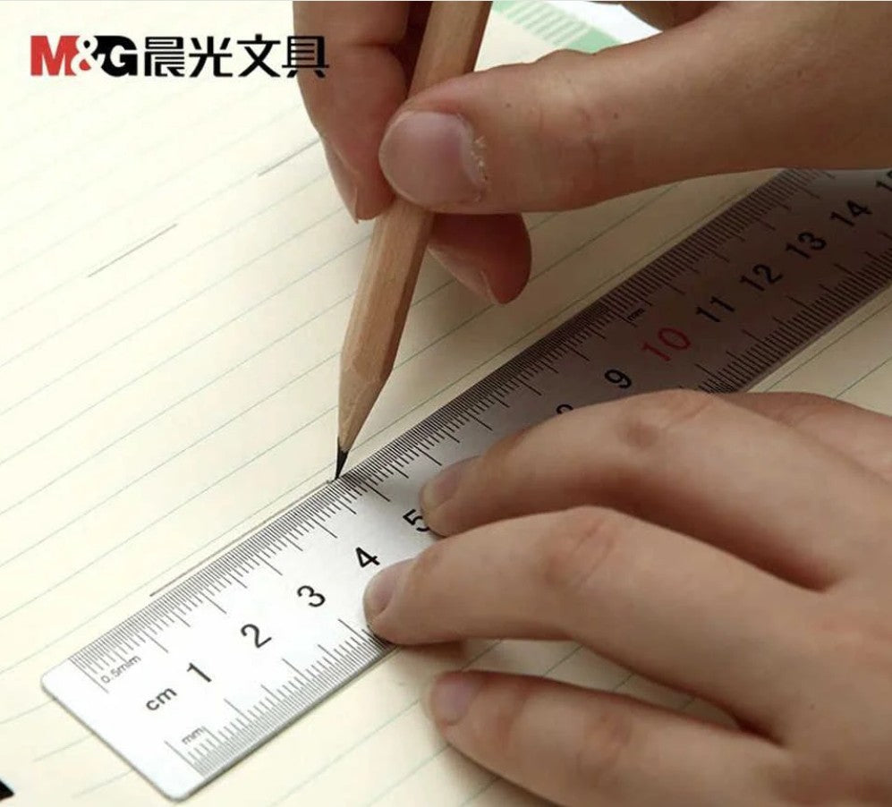 M&G Chenguang Stainless Steel Ruler 20 cm / 8 Inch – Dual-Scale Measuring Ruler in Centimeters and Inches - 1pcs – No:ARLN0483
