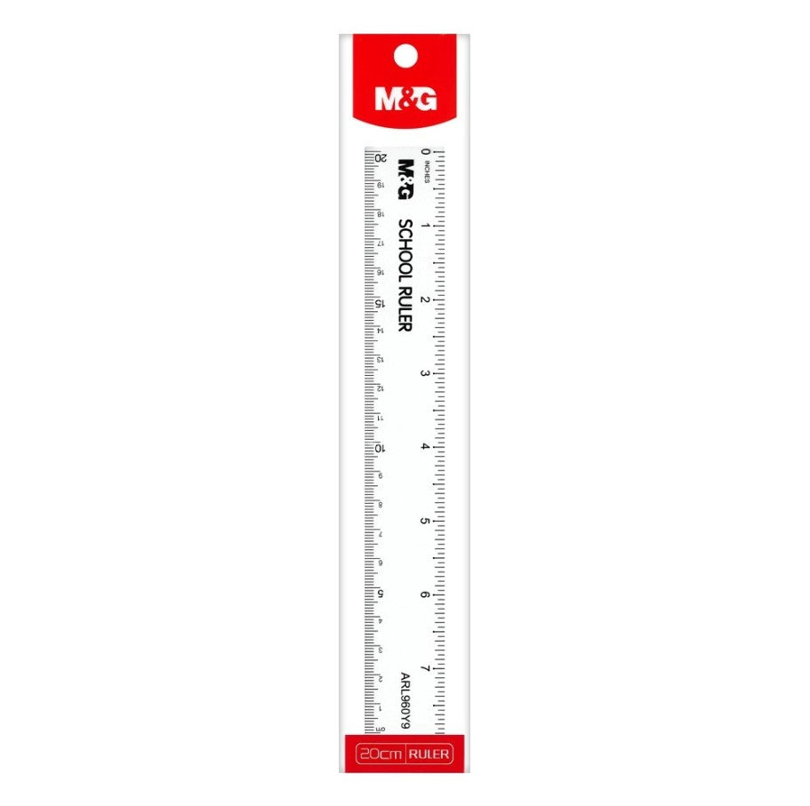 M&G Chenguang Transparent Plastic Ruler 20 cm / 8 Inch – Dual-Scale School Ruler – 1pcs - No: ARL960Y9