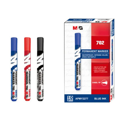 M&G Chenguang 702 Permanent Marker – Chisel Tip, Waterproof, Quick-Drying Ink - Blue , Black or Red – 1pcs - No: APMY2277