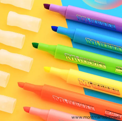 M&G Chenguang Mini Highlighter Pen – Pastel Fluorescent Marker – Orange , Green , Pink or Yellow - 1 Pcs - No: AHMV7672