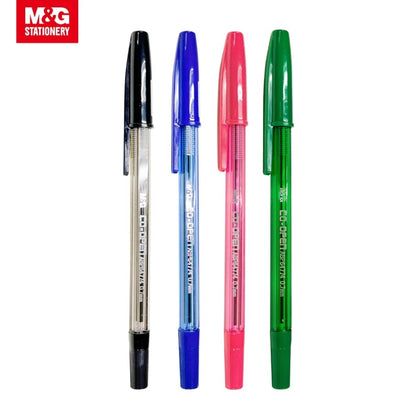 M&G Chenguang CO-OPEN Ballpoint Pen 0.7mm – Capped Fine Point Writing Pen – Black, Blue, Red or Green Ink – 1 pcs - No: ABP64774
