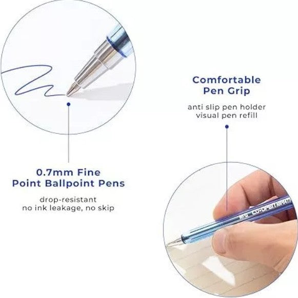 M&G Chenguang CO-OPEN Ballpoint Pen 0.7mm – Capped Fine Point Writing Pen – Black, Blue, Red or Green Ink – 1 pcs - No: ABP64774