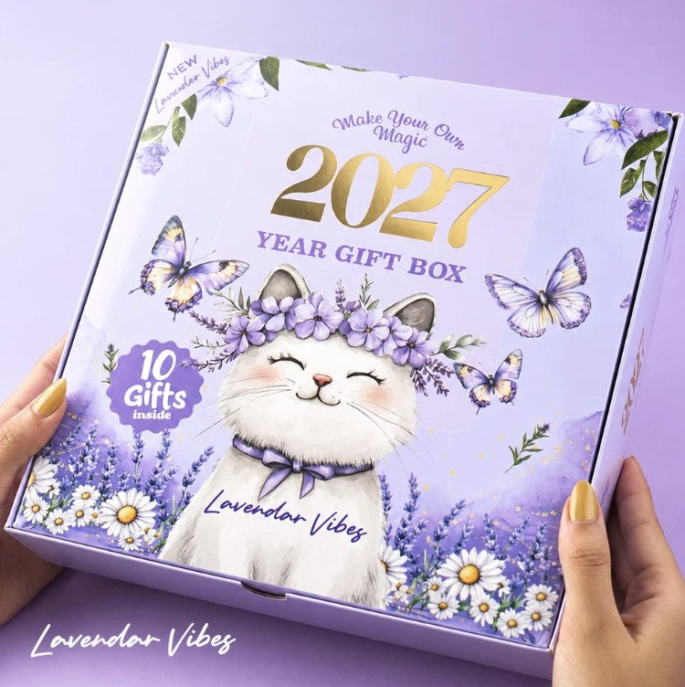 Mofakera Lavendar Vibes 2027 Year Gift Box – Luxury A5 Daily Planner & 10-Piece Stationery Gift Set - Purple ( Agenda )