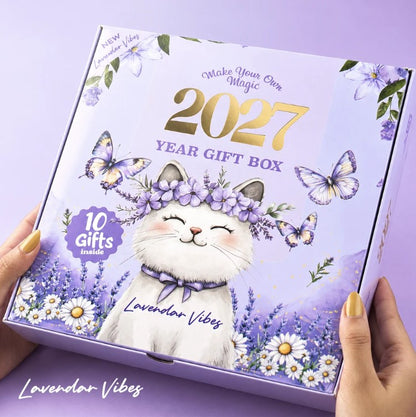 Mofakera Lavendar Vibes 2027 Year Gift Box – Luxury A5 Daily Planner & 10-Piece Stationery Gift Set - Purple ( Agenda )