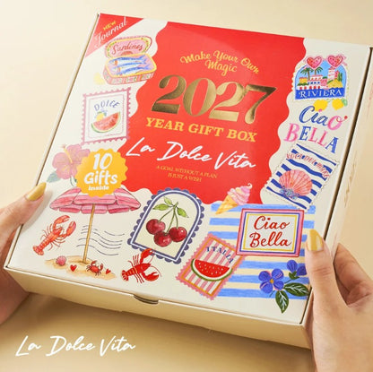 Mofakera La Dolce Vita 2027 Year Gift Box – Luxury A5 Daily Planner & 10-Piece Stationery Gift Set - Beige ( Agenda )