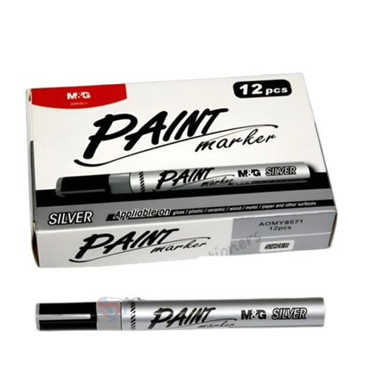 M&G Chenguang Permanent Metallic Paint Marker Pens for Multi-Surface Oil-Based Marke - Silver - 1pcs- No:AOMY8571