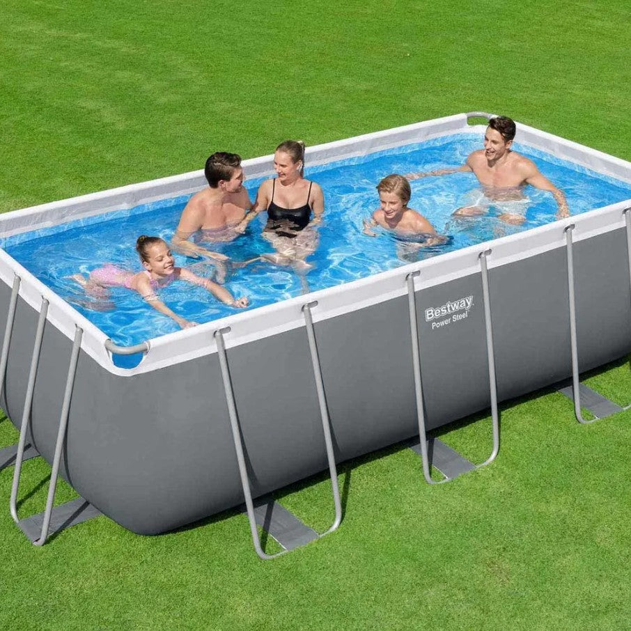 Bestway Power Steel Rectangular Pool Set 4.12m x 2.01m x 1.22m - No:56457