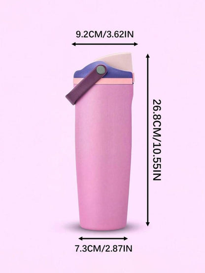 Thermos Flask with Straw, 900ml Stainless Steel Drinking Bottle with 2-in-1 Lid, Sports Bottle BPA-Free, Insulated Flask for Hot and Cold Beverages Water Bottle