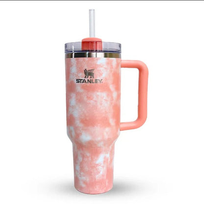 Stanley Quencher H2.0 Tie-Dye Tumbler 40oz (1.18L) – Vacuum Insulated Stainless Steel Travel Mug with Handle & Lid | Blue & Purple Marble Edition