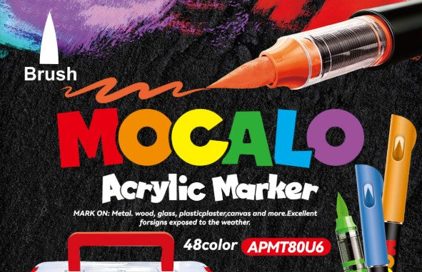 ماركر أكريليك M&G موكالو – سن فرشاة، حبر مائي متعدد الأسطح، 36 لون (No.APMT80G3)