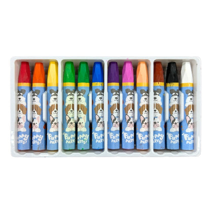 M&G Chenguang Puppy Party Oil Pastels – 12 Vibrant Colors, Smooth Drawing Crayons for Kids, School & Art Projects - No: AGM900P7