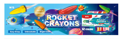 M&G Chenguang 12 Colors Crayons for Toddlers, Non-Toxic Washable Rocket Crayons, – Easy Grip Washable Crayon Set for Kids - No:AGMX4175