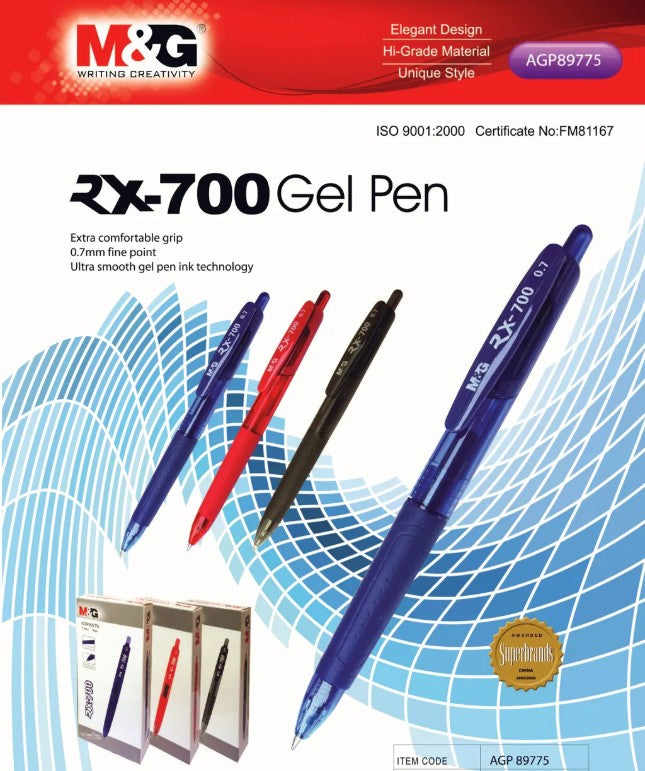 M&G Chenguang RX-700 Gel Pen 0.7mm Blue Ink Smooth Flow  -  No: AGP89775
