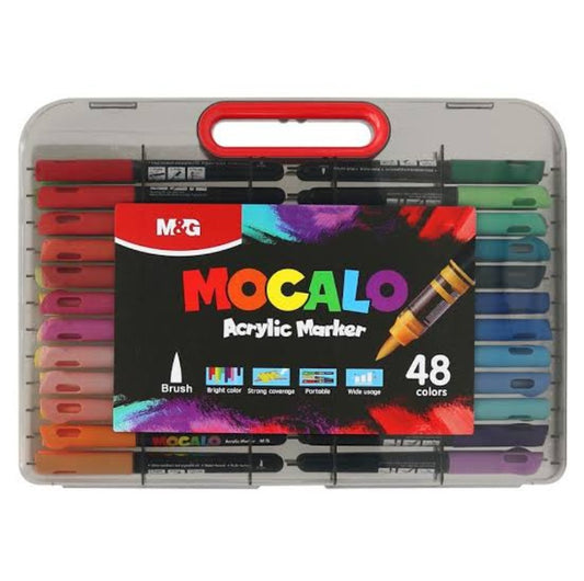 M&G Chenguang Mocalo Acrylic Brush Markers – 48 Vibrant Colors, Water-Based Paint Pens with Flexible Brush Tip, Premium Storage Case - No: APMT80H5