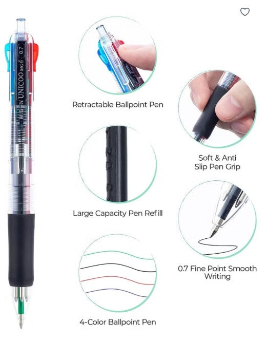 M&G Chenguang 4 in 1 Retractable Novelty Multi-Color Ball Point Pen - No:ABP80371