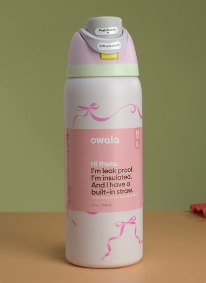 24oz Insulated Water Bottle with Flip Straw – Printed Designs