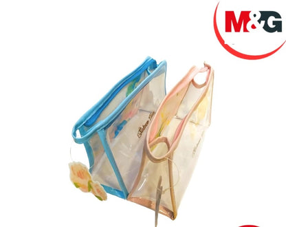 M&G Chenguang Sakura Time Transparent Pencil Case – Zippered Stationery Pouch, Assorted Colors - 1pcs - No: APB932FT