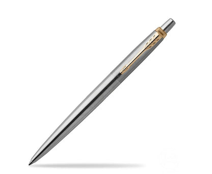 Parker Jotter Stainless Steel with Chrome Trim Ballpoint Pen Gift Set – Premium Blue Ballpoint Pen with Luxury Presentation Box - GT Gold / Silver