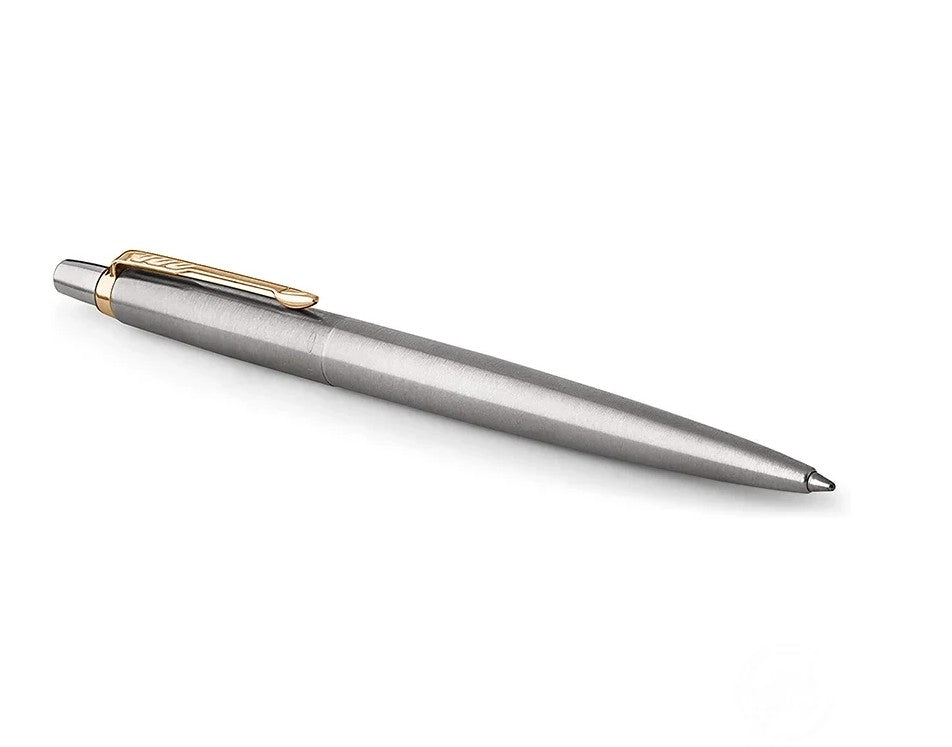 Parker Jotter Stainless Steel with Chrome Trim Ballpoint Pen Gift Set – Premium Blue Ballpoint Pen with Luxury Presentation Box - GT Gold / Silver