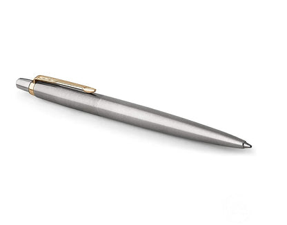 Parker Jotter Stainless Steel with Chrome Trim Ballpoint Pen Gift Set – Premium Blue Ballpoint Pen with Luxury Presentation Box - GT Gold / Silver