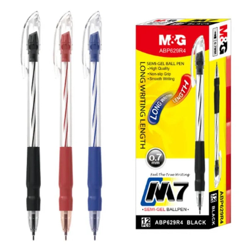 M&G Chenguang 0.5m Red , Black and Blue Semi-Gel Pen- Ergonomic Grip - 1pcs - No:ABP629R4