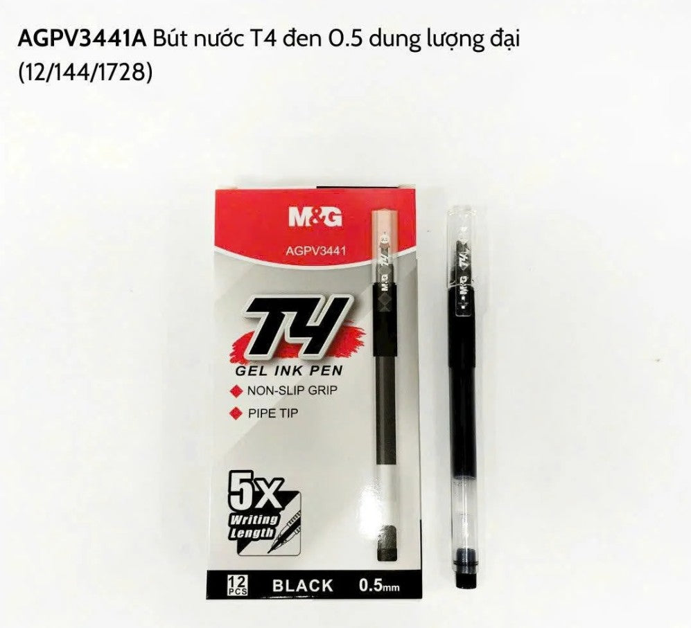 M&G Chenguang T4 Gel pen 0.5mm tip super smooth - Blue , Black or Red - 1pcs - No:AGPV3441