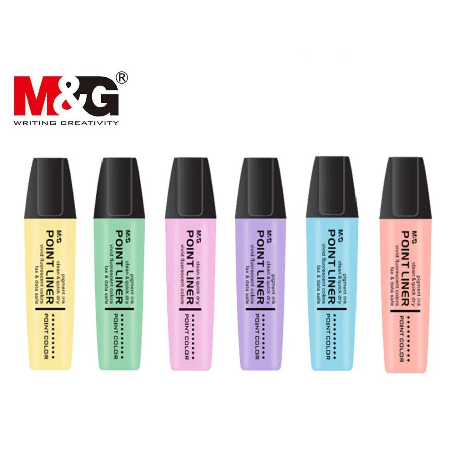 قلم تحديد M&amp;G Chenguang Textliner Point Liner بلون باستيل فلورسنت - أزرق فاتح - قطعة واحدة - رقم المنتج: AHM21578