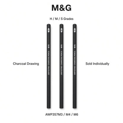 M&G Chenguang  Charcoal Pencils Set – Soft , Medium & Hard Charcoal Drawing Pencils - 1pcs