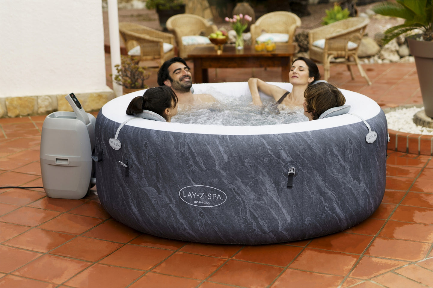 Bestway Boracay AirJet Spa Tubs ,Inflatable Spa Pool Above the Ground 4 People  1.80 mx 66 cm - No:60175