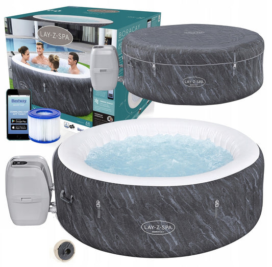 Bestway Boracay AirJet Spa Tubs ,Inflatable Spa Pool Above the Ground 4 People  1.80 mx 66 cm - No:60175