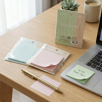 M&G Chenguang ProfutureLab "Life Is Like a Tree" Sticky Notes – 3 × 3 Inch (72 × 72 mm), 30 Sheets, Pastel Memo Pad, Self-Adhesive Notes- 1pcs- No:YS0397