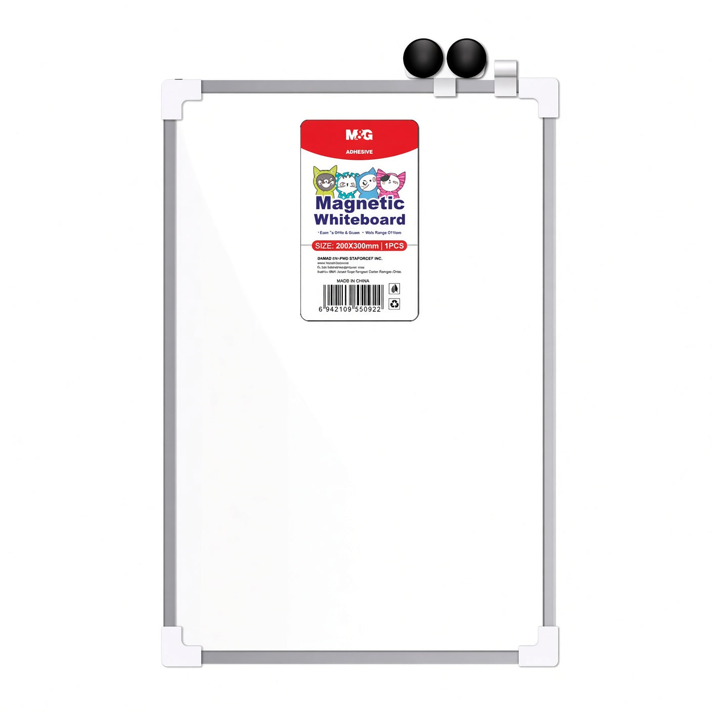 M&G Chenguang Magnetic Whiteboard 25 × 35 cm – Dry Erase Writing Board with Magnetic Surface, Marker & Eraser, Compact Whiteboard for School, Office & Home - No: ADB983AT