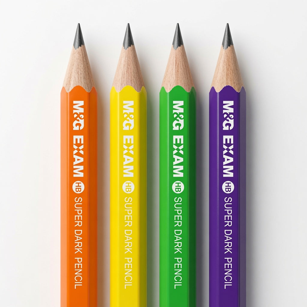 M&G Chenguang Exam HB Wooden Pencils – Super Dark Graphite with Free Sharpener & Eraser, 12-Pack, School & Exam Writing - No: AWP32014