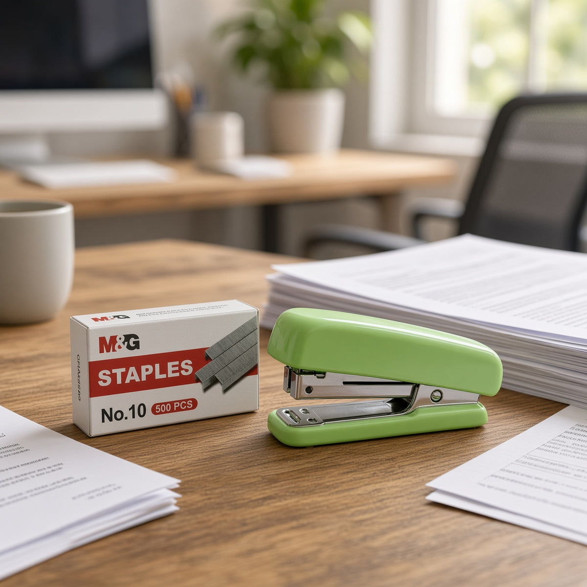 M&G Chenguang Value Set 2-in-1 Stapler with 500 No.10 Staples – Mini Desktop Stapler for School, Office & Home - 1 pcs - No: ABS916NQ