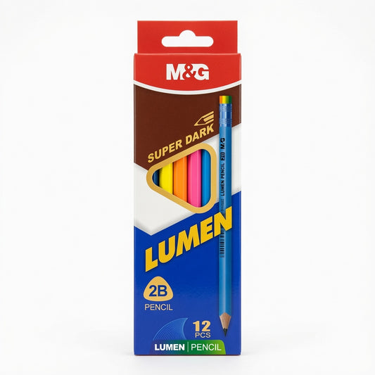 M&G Chenguang LUMEN 2B Wooden Pencils With Eraser – 12-Pack, Break-Resistant, Smooth Writing, High Erasability, School & Office Use - No: AWP309E1