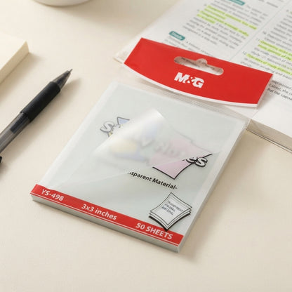 M&G Chenguang Transparent Sticky Notes 3×3 Inch, 50 Sheets – Writable Adhesive Memo Notes - 1pcs – No: YS-498