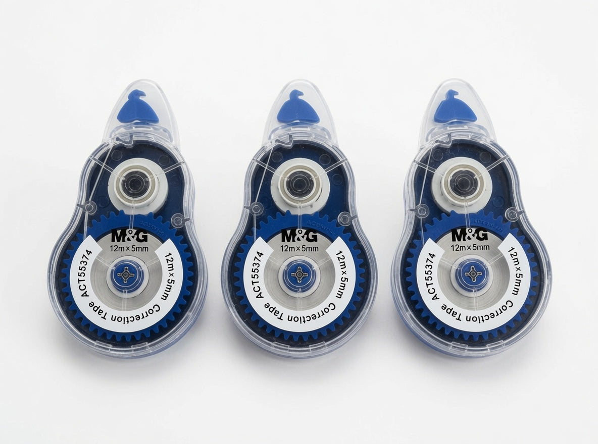 M&G Chenguang Correction Tape Value Pack – 3 Pack, 12m x 5mm Each, Instant Dry White Correction Tape for School, Office & Home - 1 pack - No: ACT55374