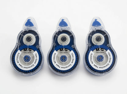 M&G Chenguang Correction Tape Value Pack – 3 Pack, 12m x 5mm Each, Instant Dry White Correction Tape for School, Office & Home - 1 pack - No: ACT55374