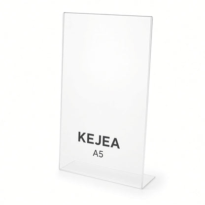 KEJEA Acrylic Sign Holder, Acrylic Poster, A5 L Shape, Display Poster Stand, Sign Holder, Clear Acrylic Counter Poster Sign Display