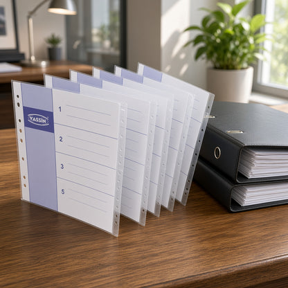 YASSIN A4 6-Section Transparent Index Dividers – Numbered File Organizer with Reinforced Mylar Tabs - No: YA2106