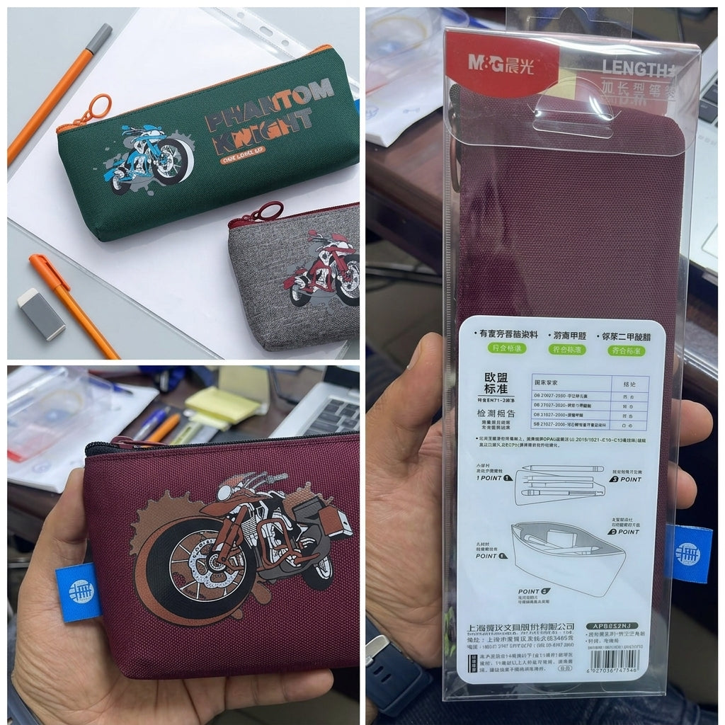 M&G Chenguang Length+ Phantom Knight Large Capacity Pencil Case – Durable Zippered Stationery Pouch - 1pcs - Assorted Color -  No: APB932NJ