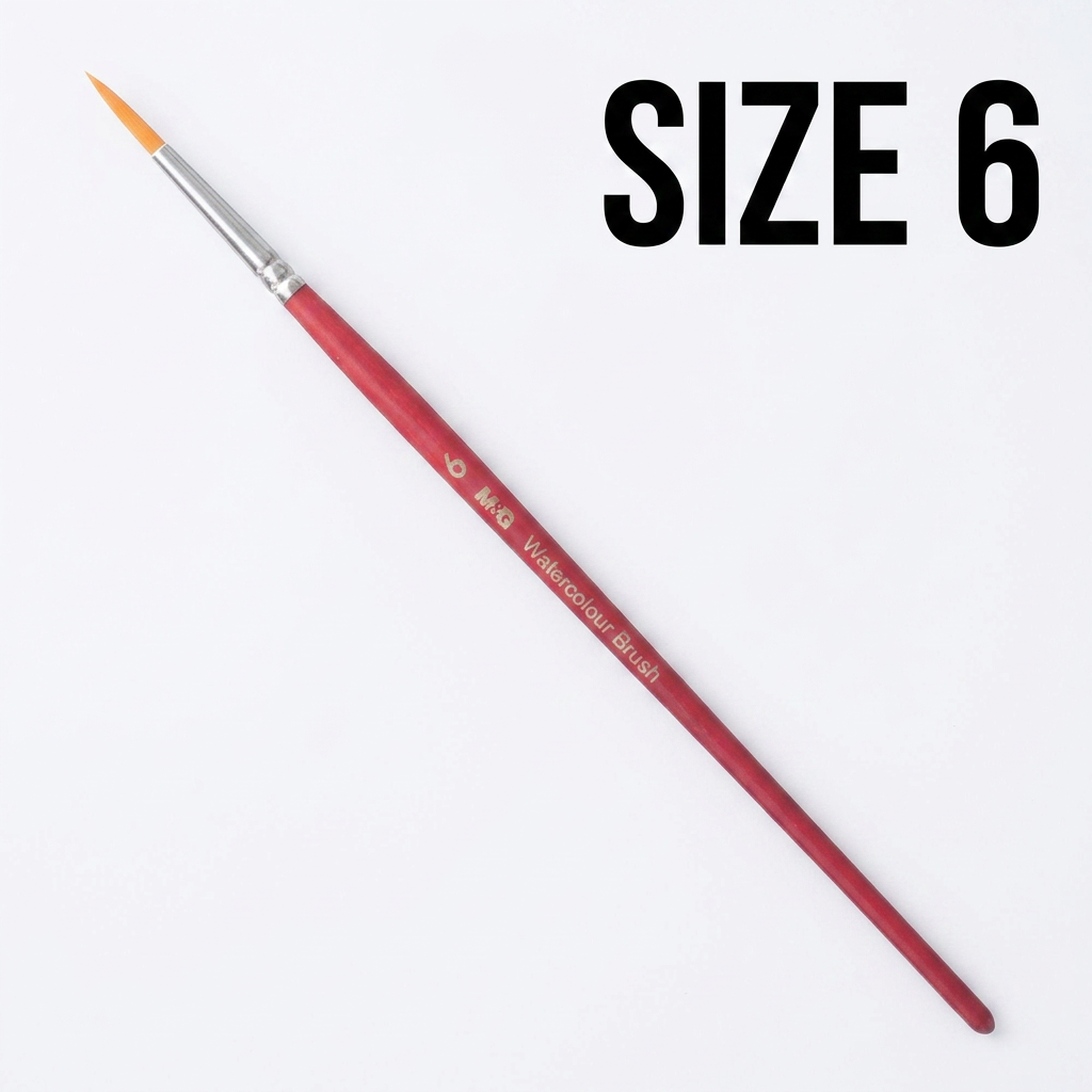 M&G watercolor round brush size 6 studio packshot with size label