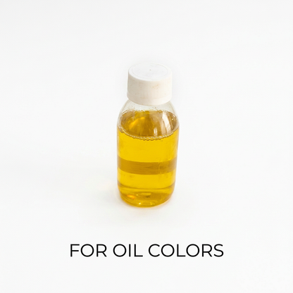 Bottle of oil for oil colors studio packshot with label