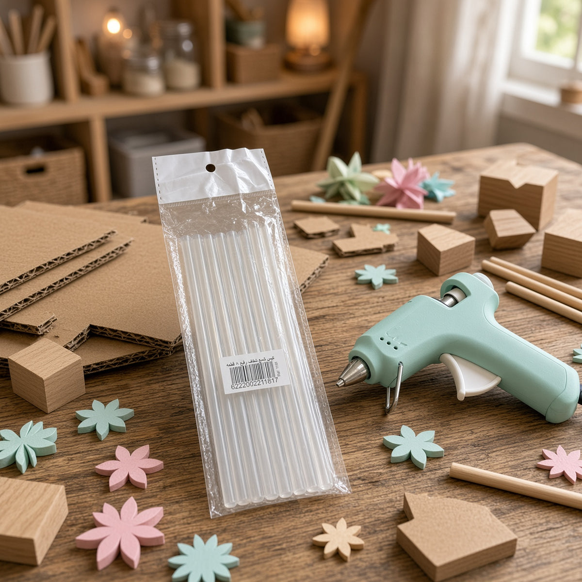 Transparent Hot Melt Glue Sticks – 8 Pieces – Clear Glue Gun Refills for Crafting, DIY & Repair - No: 1181